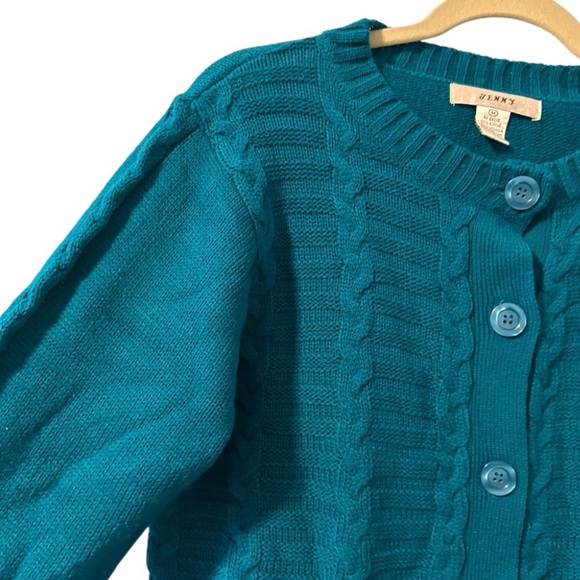 Vintage 80s Jenny Blue Knit Acrylic Cardigan Sweater Women's Size Medium Retro - Picture 5 of 16